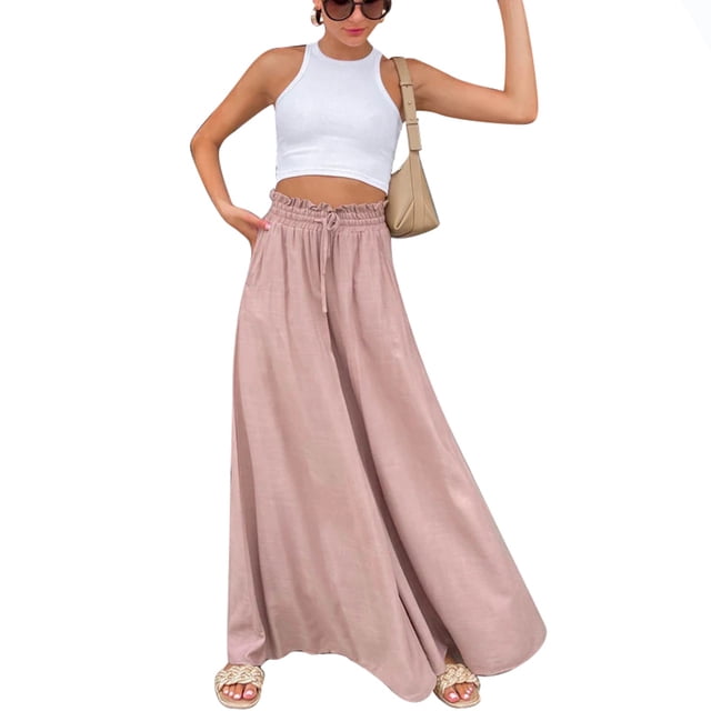 Pantalones de pierna ancha para mujer, pantalones de moda informales de cintura alta para el trabajo, citas en la calle, compras