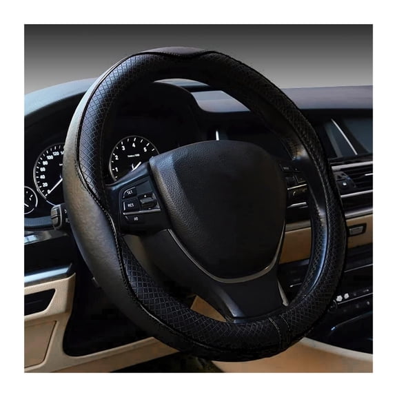 MPXBM PU Leather Steering Wheel Covers for Jeep Grand Cherokee L 6-Seater 2021 2022 2023 2024 2025 Anti Slip Breathable Car Steering Cover Sports Style Car Interior Accessories,(Black)