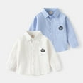 thumbnail image 2 of XBASW Baby Kids Boys Embroidery Shirt Long Sleeve Dress Shirt Button down Blouses for Spring Fall 2-8Y, 2 of 11