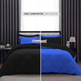 thumbnail image 3 of D.N.G. BEDDINGS 1 Piece Luxury Reversible Diamond Pattern Comforter Premium Super Soft, All Season 800 TC, 100% Egyptian Cotton King/California King Size Royal Blue/Black Solid Color, 3 of 7