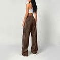 thumbnail image 4 of Womens Parachute Pants Y2k Baggy Wide Leg Track Pants Elastic Waist Jogger Sweatpants Hiking Pants Trousers Coffee XL, 4 of 5
