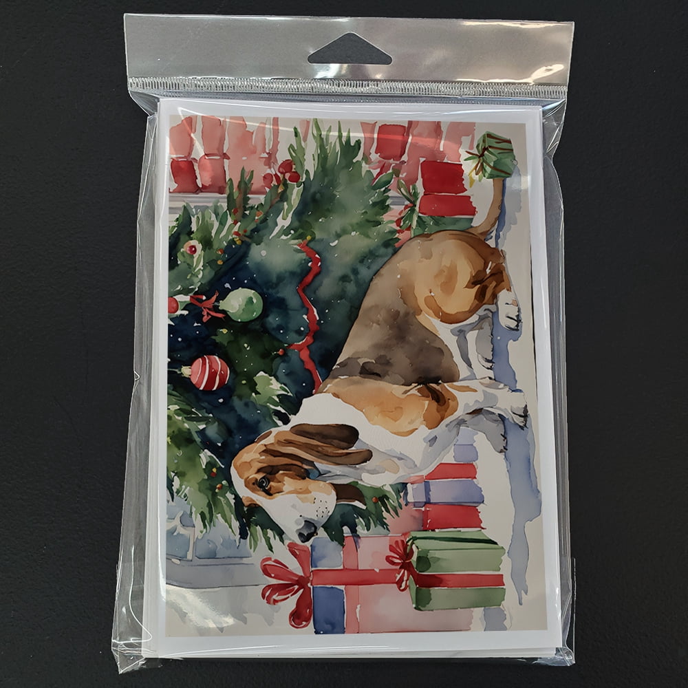 Basset Hound Christmas Greeting Cards and Envelopes Pack of 8 7 in x 5 in