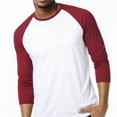 thumbnail image 5 of Men's 3/4 Sleeve Crew Neck Baseball Shirt, Casual Dynamic Cotton Raglan T Shirts, Burgundy/White 3XL, 1 Pack, 5 of 7