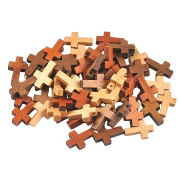 yotijay 50Pcs Wooden Cross Charms Wood Cross Pendants Fashion Hanging Pendants Small for