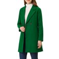 thumbnail image 5 of Allegra K Women's Double Breasted Lapel Raglan Long Sleeve Mid Length Overcoat XL Grass Green, 5 of 6