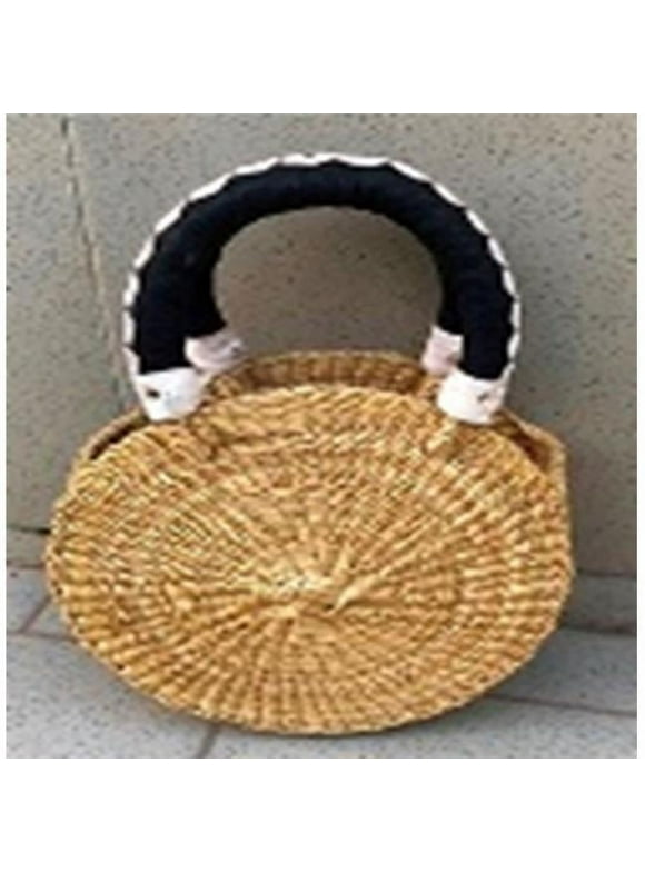 Savanna  Circular Handbag, Natural - Mini