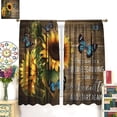 thumbnail image 3 of Retro Sunflower Curtains Plants Floral Butterfly Rustic Farmhouse Wooden Board Decor Window Treatment for Kitchen Bedroom Living Room Children''s Room Rod Pocket Blackout Window Drapes 42x63in, 3 of 6
