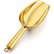 Metal Ice Scoop 6 oz, Kitchen Ice Scooper for Ice Maker, Small Food Scoops, Stainless Steel Small Scoop for Bar Party Wedding Pet Dog Food, Cookie Flour Pet Dog Food Scoop, Gold