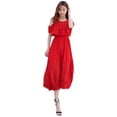 thumbnail image 3 of Vestido de gasa de verano, ajustado, adelgazante, fresco, con hombros descubiertos, cintura alta, vestido largo para lactancia., 3 of 4