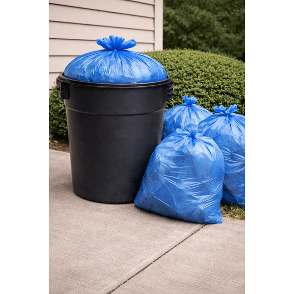 Aluf Plastics 55 Gallon Blue Trash bags for Rubbermaid Brute - Pack of 100 - Garbage or Recycling bags 38" x 55" 1.2 (equivalent) MIL - For Industrial, Home, Contractor