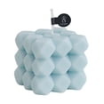 thumbnail image 1 of Vela perfumada con forma de cubo de burbujas 3D, hecha a mano, ideal como regalo de cumpleaños o aniversario de boda. Azul, 1 of 9