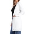 thumbnail image 4 of Suéter largo de cardigans de manga larga INSPIRE CHIC para mujer, abierto al frente, ligero, tejido, XL, blanco, 4 of 6