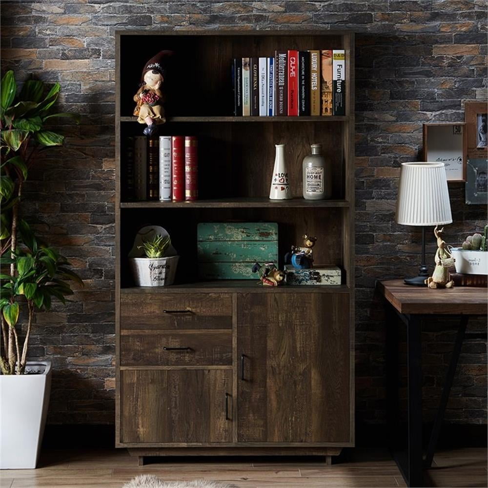 Furniture of America Berto Farmhouse Wood 3-Shelf Bookcase in Reclaimed Oak