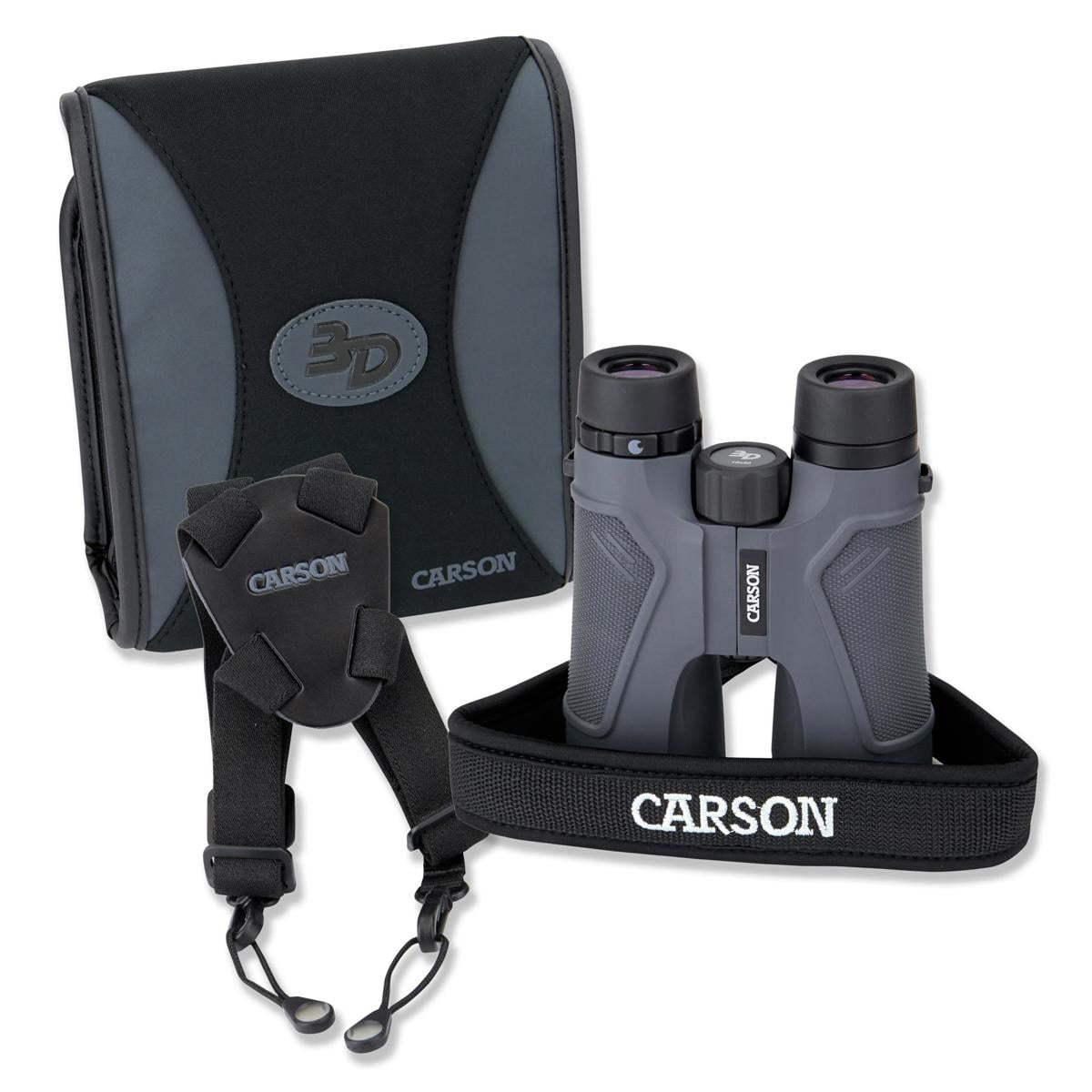 Carson 10x50mm 3D Series Water Proof Roof Prism Binocular with 5.0 Degree Angle of View, Gray, USA