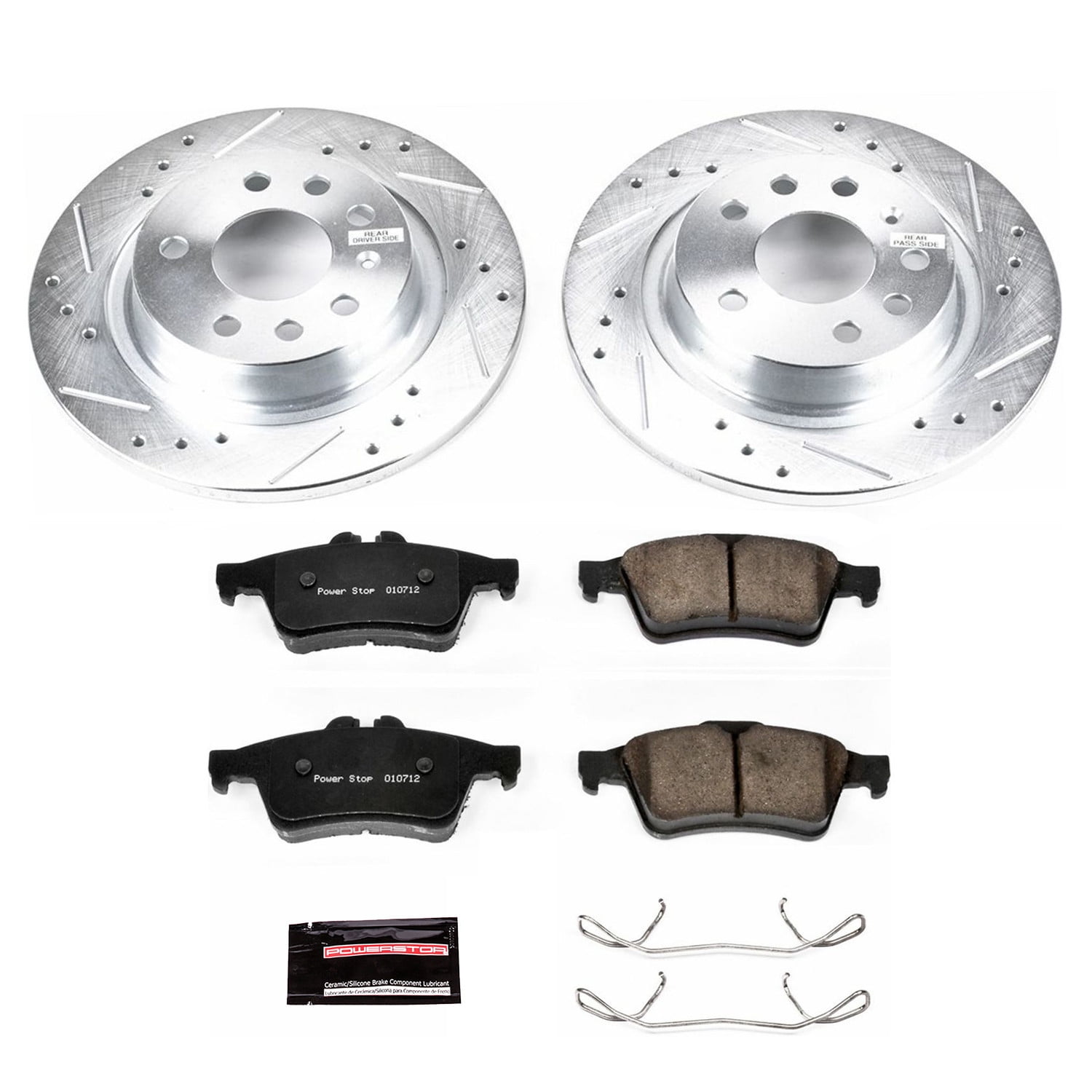 PowerStop Rear Z23 Evolution Sport Carbon-Fiber Ceramic Brake Pad and Drilled & Slotted Rotor Kit Fits: SAAB Select Models K981