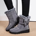 thumbnail image 2 of HEWUQI Womens Snow Boots Fuzzy Cuff Adjustable Strap Winter Shoes Warm Cold Weather Commute Snowy Daily Booties Gray Size 10, 2 of 6