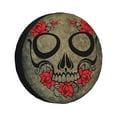thumbnail image 1 of DouZhe Waterproof Spare Tire Cover, Rose Skull Death Bone Prints Adjustable Wheel Covers Fit for Jeep Trailer RV SUV Car, 14 inch, 1 of 7