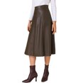 thumbnail image 4 of Falda Casual Vintage de Cintura Alta A Línea de Cuero PU Falso para Mujeres INSPIRE CHIC L Marrón, 4 of 6