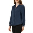 thumbnail image 4 of MODA NOVA Juniors Flat Collar Long Sleeves Button Down Office Satin Shirt, 4 of 5