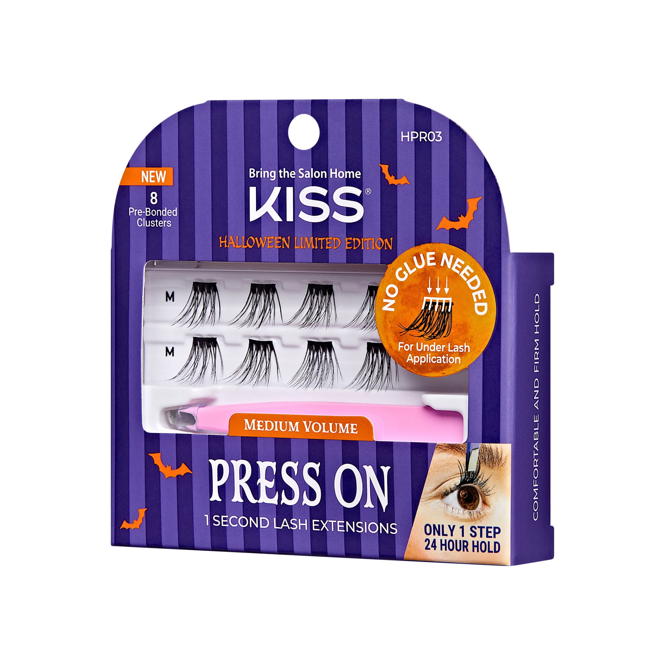 (3 pack) KISS Halloween Limited Edition Press-On Lash Extensions, Medium Volume, 9 Pcs.