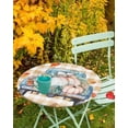thumbnail image 2 of Fitted Round Tablecloths Table Covers 45-54in,Thanksgiving Farm Blue Truck Pumpkin Waterproof Elastic Edged Table Cloth for Kitchen Dining Holiday Party Tables Decor,Fall Maple Leaves on Checker, 2 of 6
