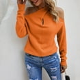 thumbnail image 2 of oqasdz Women's Sweaters Solid Color Off Shoulder Tops Crossed V Neck Long Sleeve Crop Halter Pullover Sweaters Fashion Casual Comfort Soft, 2 of 5