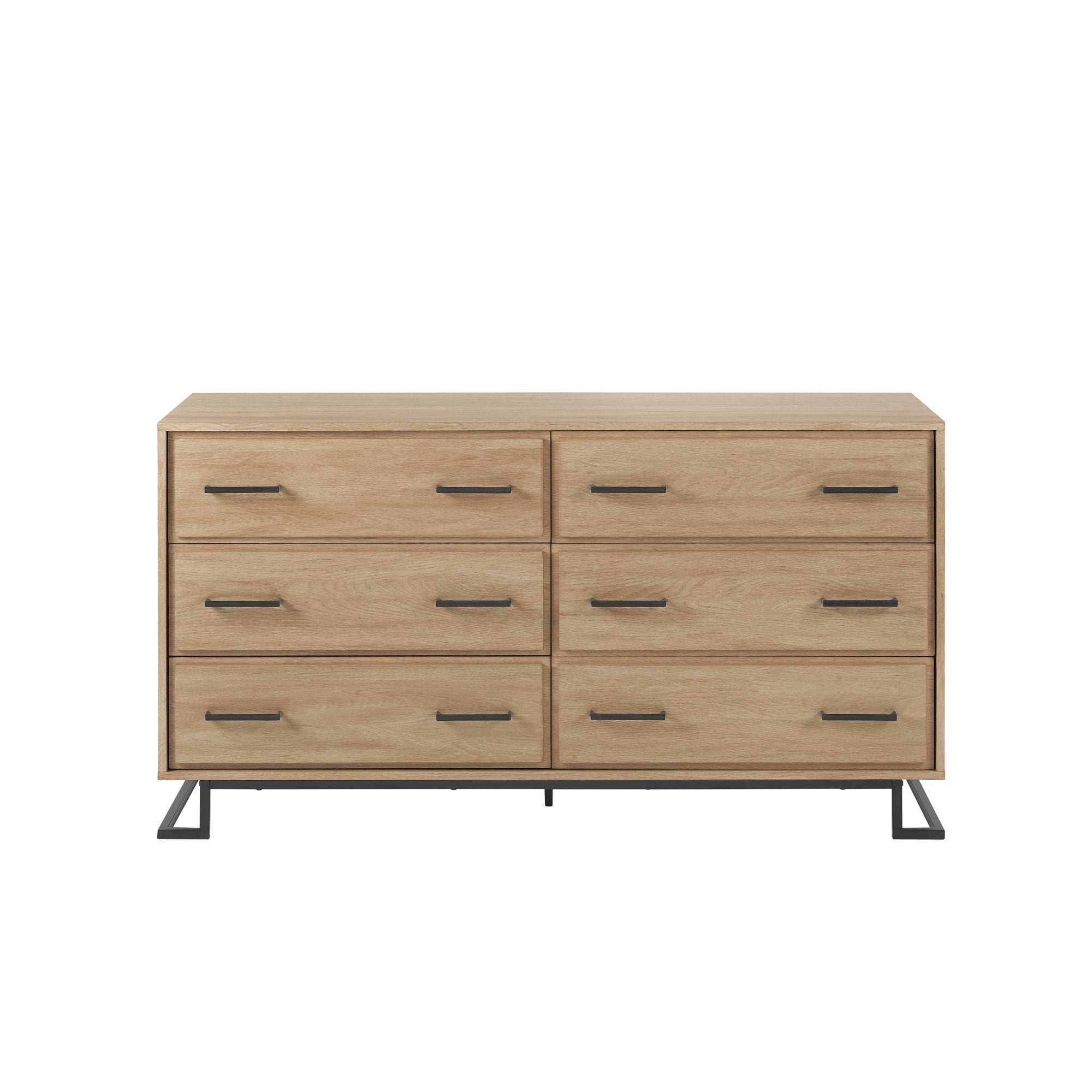 Walker Edison Contemporary Angle-Leg 6-Drawer Dresser, Coastal Oak