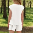 thumbnail image 5 of NAISIBABY Girls Outfit Sets 2PC, Solid Short Sleeve T-Shirt Elastic Waist Shorts Kids Summer Casual Clothes White 5-6T, 5 of 8