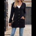 thumbnail image 4 of Cárdigan de Otoño para Mujer, de Punto Suave, de Larga, Abierto Al Frente y con Bolsillos. Negro XL, 4 of 8
