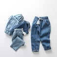 thumbnail image 4 of YunPes Toddler Baby Baggy Jeans Baby Boys Drawstring Pants Boys Girls Harem Pants Pull on Denim Joggers Loose Elastic Waist Pants, 4 of 9
