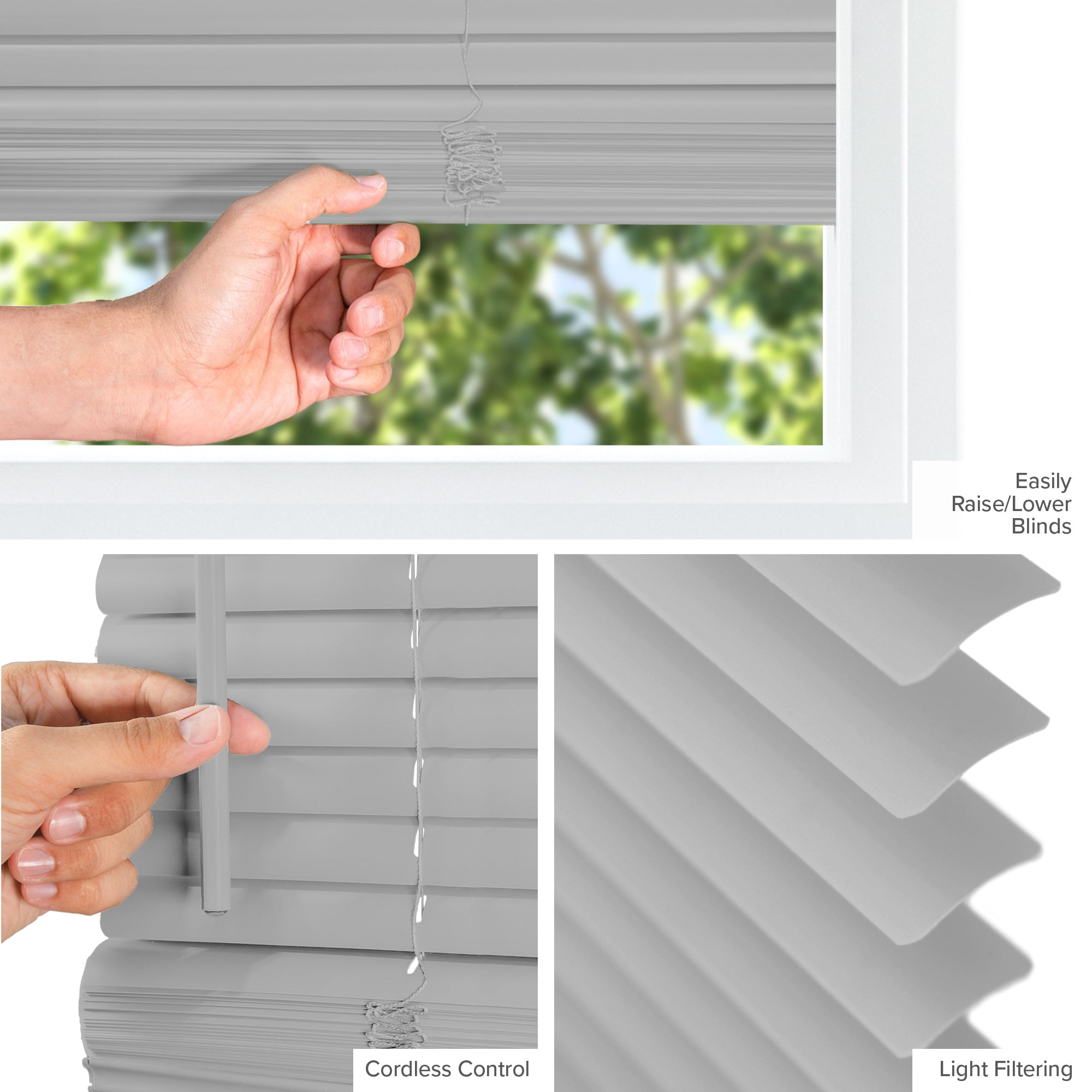 Chicology 38.5"W x 84"H Gray Cordless Vinyl Mini Window Blinds 1" Slats