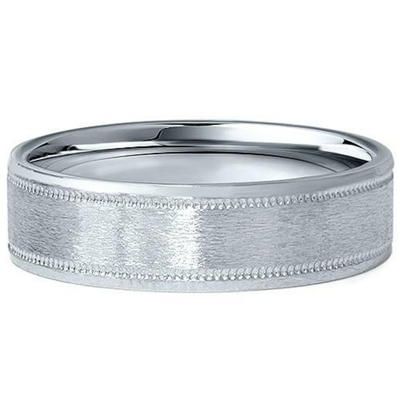 Pompeii 6MM Flat Brushed Platinum Mens Wedding Band Comfort Fit Ring (,)
