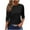 Black, variant on cocolona Womens Crew Neck 3/4 Sleeve Blouse Casual Loose Gradient Color Shirts Summer Trendy Tops