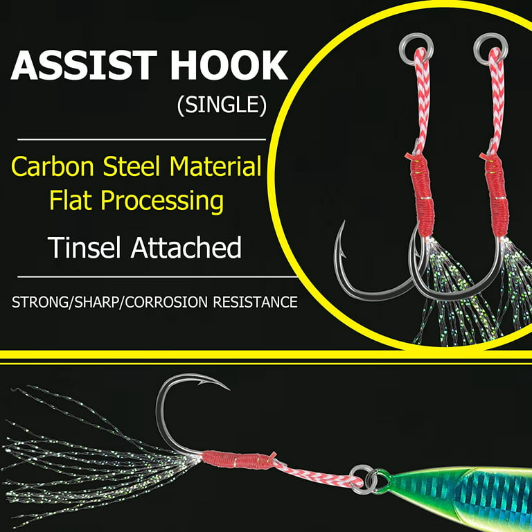 OROOTL Fishing Assist Jigging Hooks, 50pcs Saltwater Jig Jigging Hooks  Strong Line Assist Hook Fishing Jig Hooks 