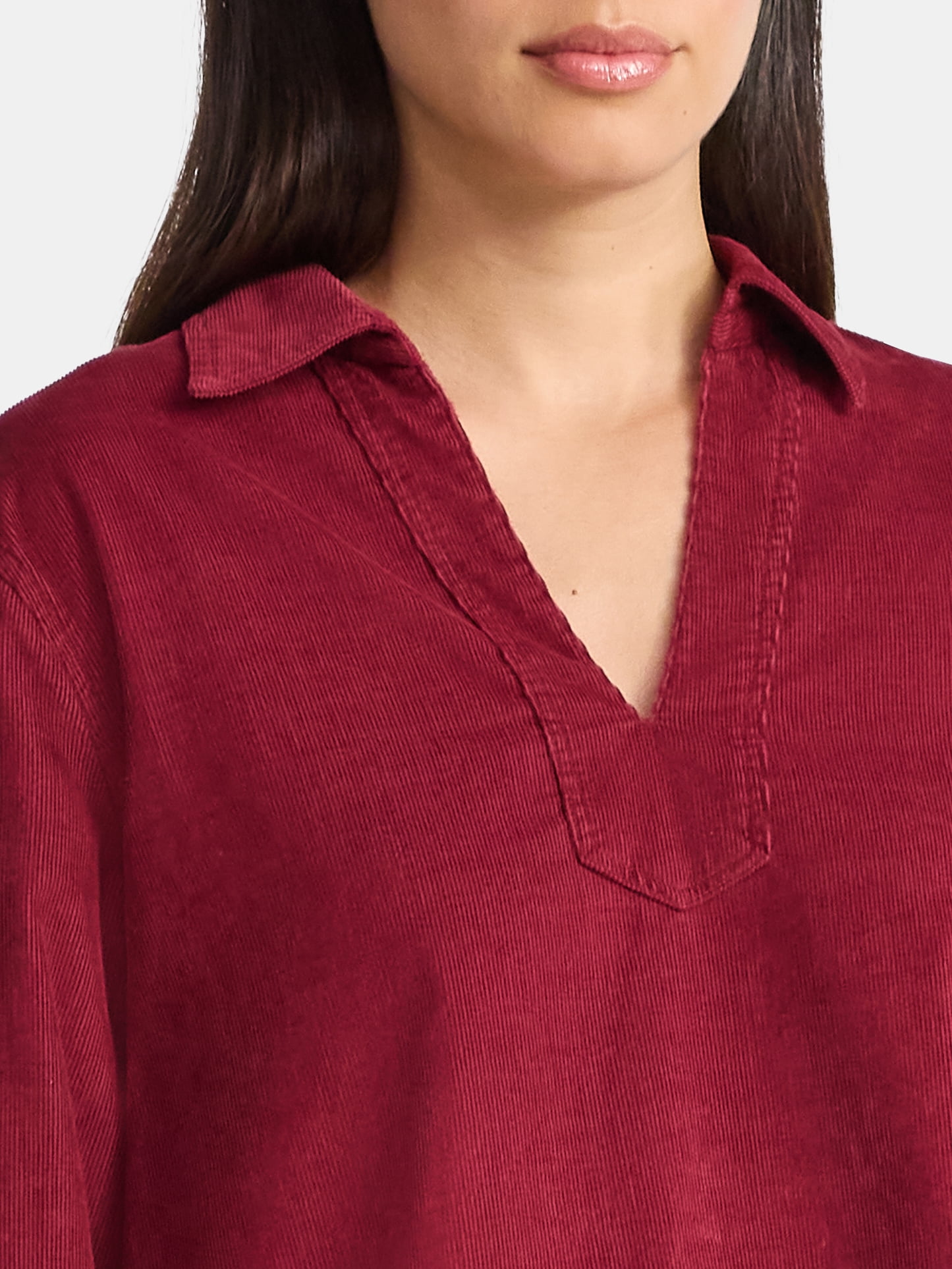 Time and Tru Women's Cotton Corduroy Popover Shirt with Long Sleeves, Sizes XS-XXXL