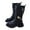 Black, variant on Woobling Girls Tall Booties Lug Sole Biker Boots Knee High Riding Boot Non-Slip Winter Shoes Girl Lace Up Side Zipper Bootie Black 3little kids