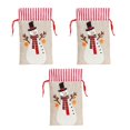 thumbnail image 1 of 3-pcs Christmas Reindeer Santa Snowman Xmas Gift Bag With Drawstring, 1 of 5