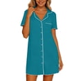 thumbnail image 3 of yillto Women Nightshirts Buttons down Nightgown Short Sleeve V Neck Sleepwear Pajamas Dress with Pockets, 3 of 7