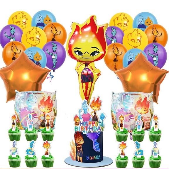 Elemental Balloons Cake Topper Party Supplies Birthday Set Decorations Kit Fans
