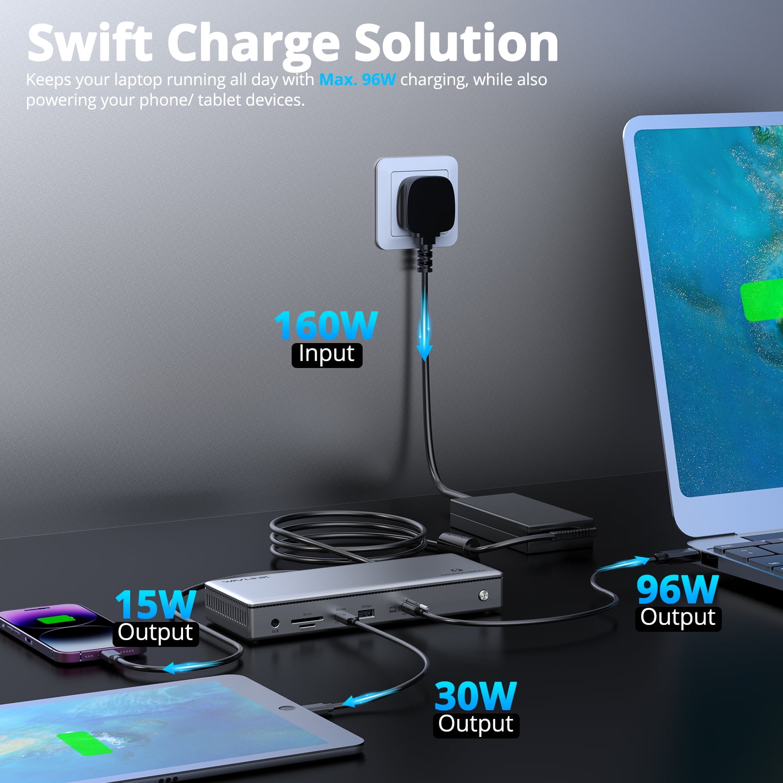 WAVLINK Thunderbolt 4 Docking Station, Single 8K@60Hz/ Triple 4K@60Hz Display, 96W Charging Laptop Dock for TBT 4/3 Mac & TBT 4 Windows Laptop with 40Gbps, 2.5G RJ45