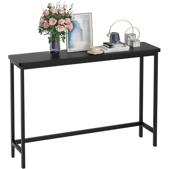 Console Table, Entryway Table, Narrow Sofa Table, 39" Bamboo Hallway Table for Entryway, Living Room, Bedroom, Foyer, Black