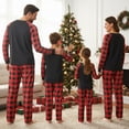 thumbnail image 3 of Christmas Family Pajamas Matching Set Letter Print Long Sleeve Tops and Plaid Pants Sleepwear, 3 of 7