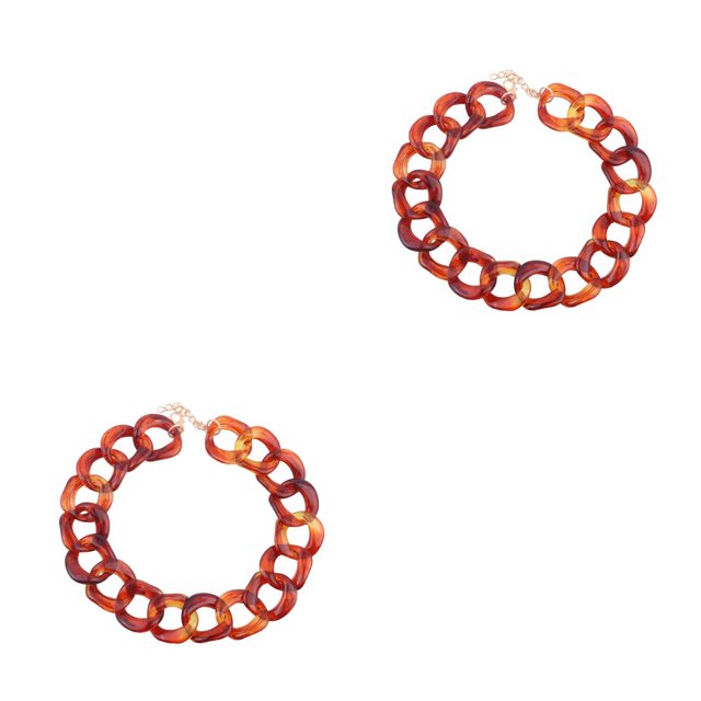 Jumpingount Gargantilla Collar grueso Acrílico exagerado Eslabón grueso Moda Suéter Cadenas Colgantes Ropa Accesorios Niñas Type6 NO6
