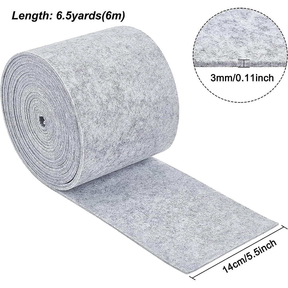 19.7ftx5.5" Felt Fabric Craft Silver Nonwoven Felt Roll Padding Felt Fabric for Cushion DIY Craft Patchwork Sewing 3mm Thick