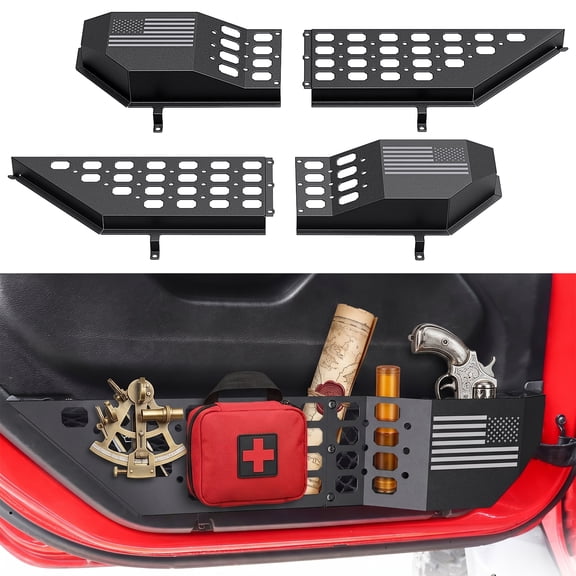 DIAMOOKY Front Door Pocket Storage Box for Jeep Wrangler JL JLU 4XE 2018-2025 & Gladiator JT 2020-2022 2023 2024 2025, 2PCS - Front Door Flag