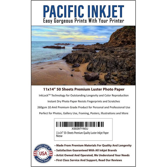 11x14 50 Sheets Professional Quality Luster Inkjet Photo Printing Paper 10.4mil 260gsm For Photo Prints That Last Generations (11-x-14-inch)