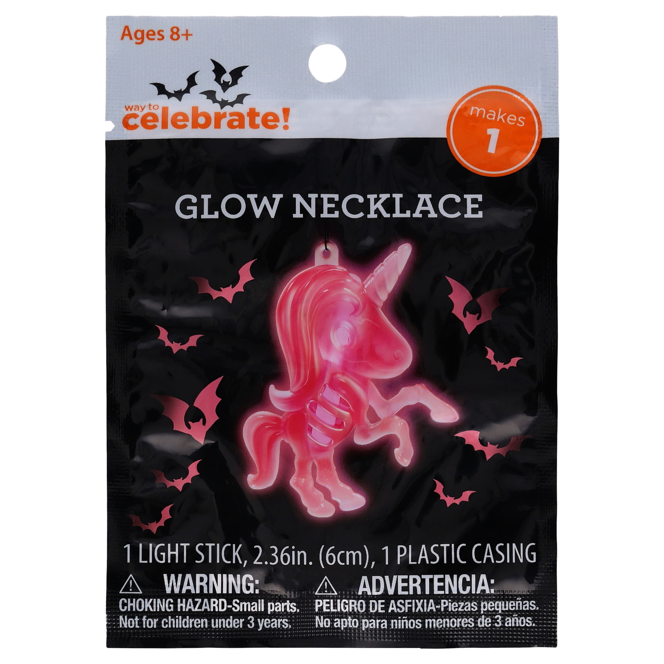 Unicorn Skeleton Glow Necklace, Pink, Halloween by Way To Celebrate