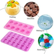 Dog Bone Silicone Molds Dog Treats Molds Paw Print Shaped Chocolate Candy Soap Mold 4PCS for Homemade Jelly Ice Cube Blue Pink Red Purple
