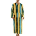thumbnail image 2 of CAMISAS DE NOCHE RAYADAS INSPIRADORAS PARA HOMBRES, Pijama de Manga Larga con Cuello en V, Noche Amarillo Azul, 2 of 4