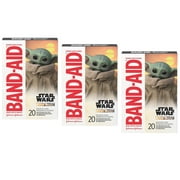 Band-Aid Brand Bandages for Kids, Star Wars The Mandalorian, 20 ct (Pack of 3)